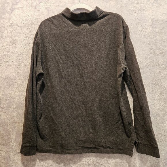 Eddie Bauer Mens L Gray Long Sleeve Polo Shirt 100% Cotton casual Dad office - Picture 2 of 12